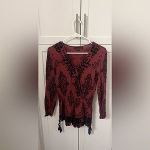 XS burgundy boho romper